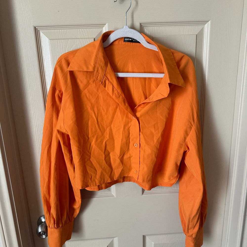 Orange Button-Up Women's Top